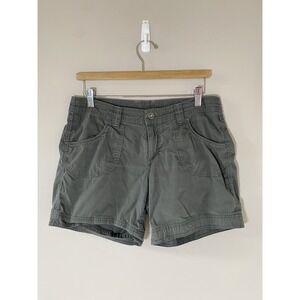 Kuhl Hiking Shorts Gray Drawstring Snap‎ Nylon Stretch Flat Front Womens Sz 8